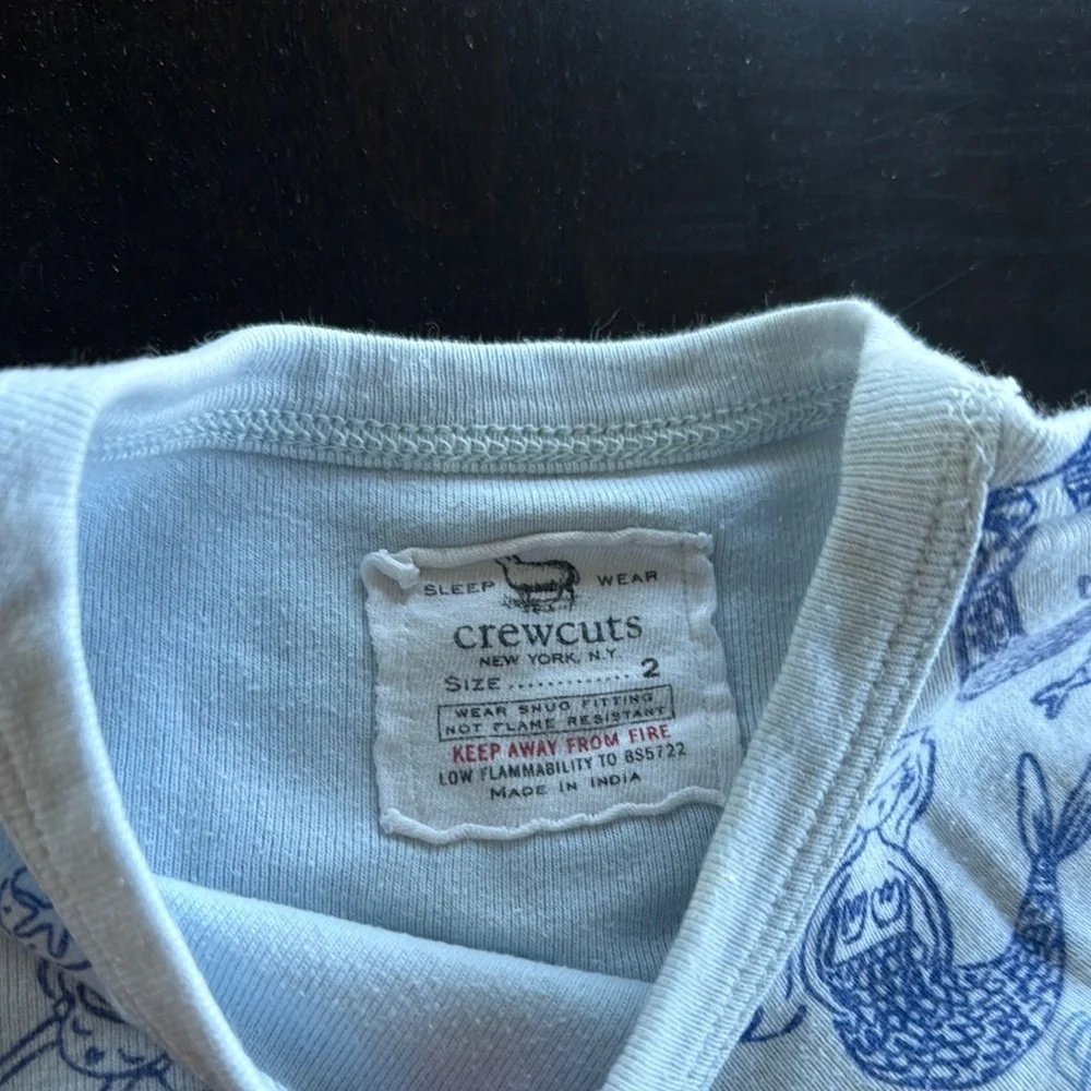 Crewcuts Blue and White Pajama Set with Ocean Print - Picture 2 of 3